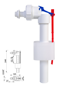 Univerzális WC-tartály töltőszelep 1/2"-3/8"