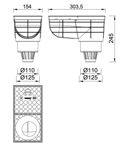 Alternative view of Kültéri víznyelő eresz bekötéssel 110mm