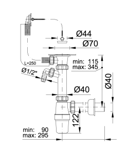 Alternative view of Mosogatószifon egymedence+tulfolyó mosogép csat.