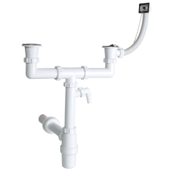 Mosogatószifon kétmedencés komplett túlfolyóval