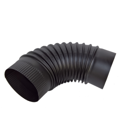 Füstcső könyök vékonyfalú fekete 130/90-es vas.