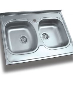 Mosogatótálca peremes 2 medencés inox 600x800 DE-315